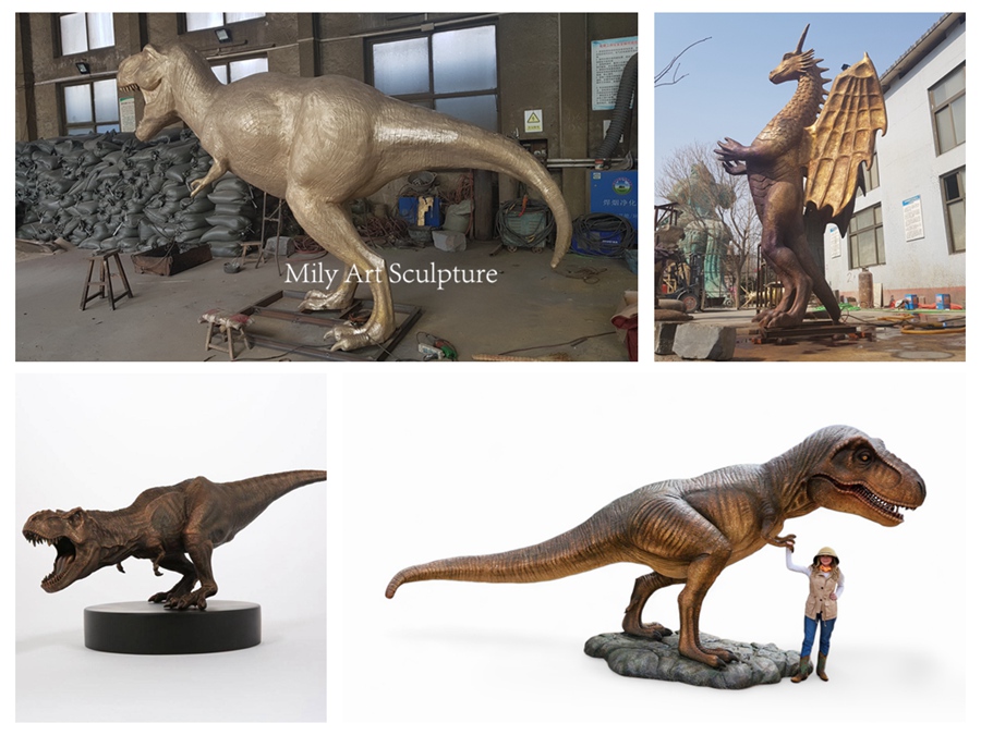 Hand Cast Bronze T Rex Statues
