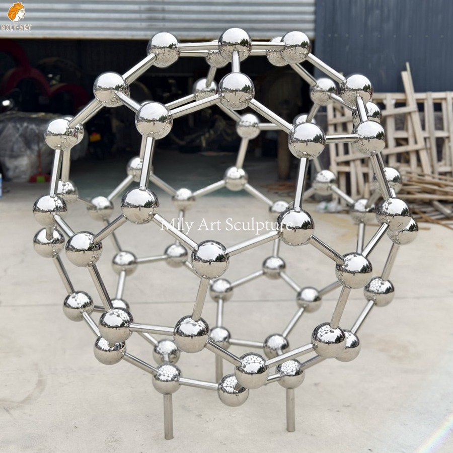 Modern Large Stainless Steel Molecular Structure Sculpture