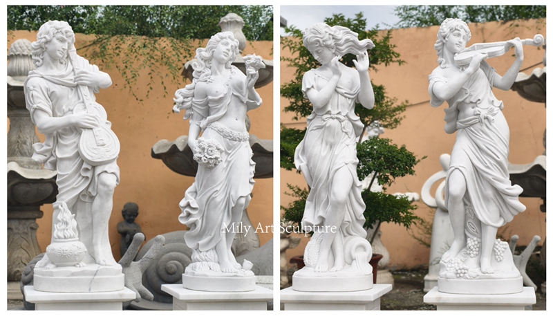 Life Size 4 Season Estate Carved Marble Statues Details