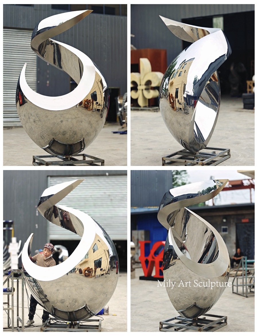 Stainless Steel Abstract Rising Water Statue Details