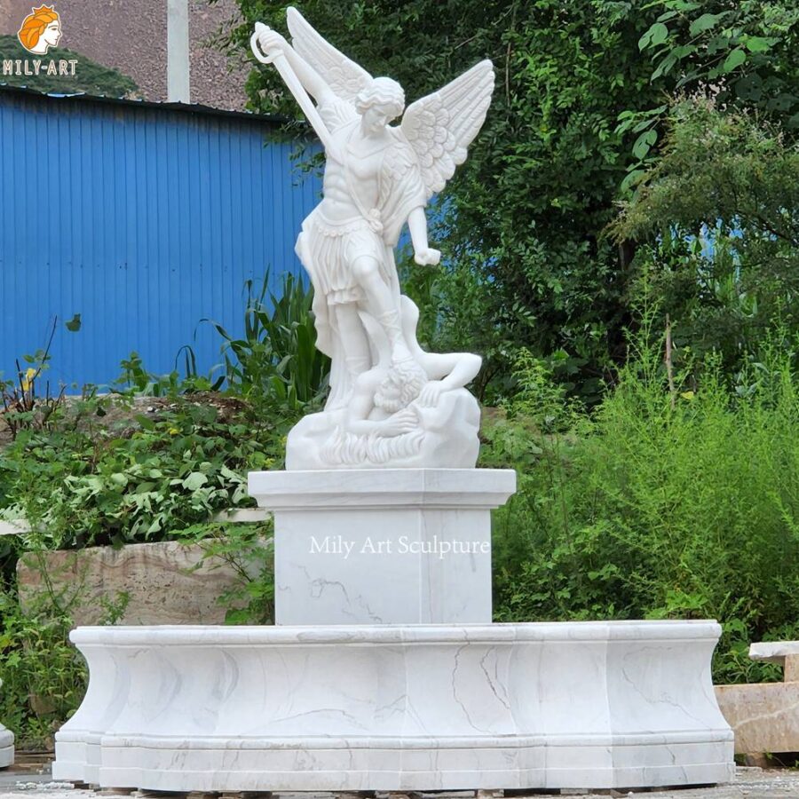 Hand Carved Marble St Michael Fountain MLMS-392 - Image 4