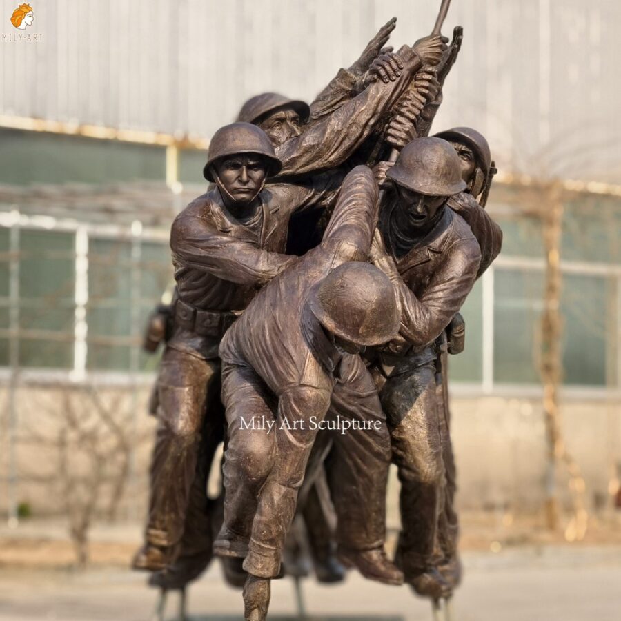 Cast Military Bronze WWII Soldier Statue Front View