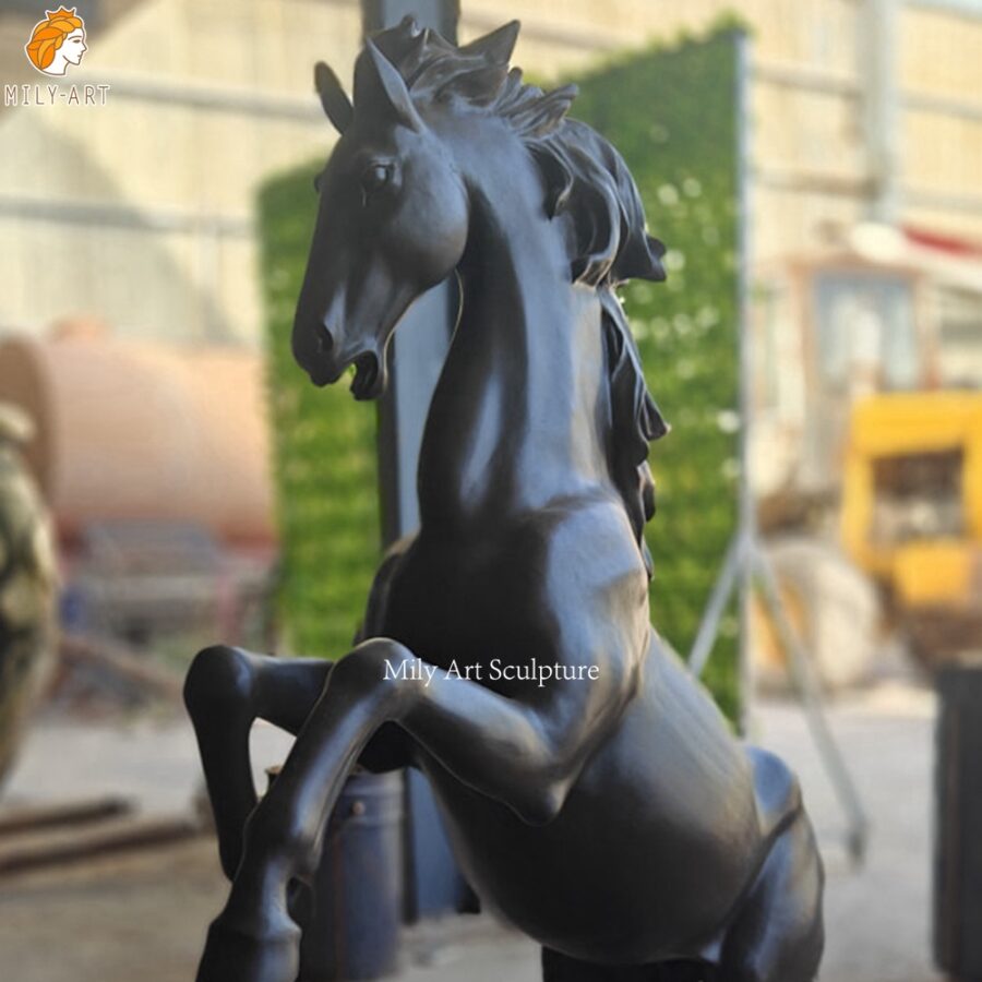 Casting Bronze Rearing Black Horse Statue MLBS-308 - Image 4