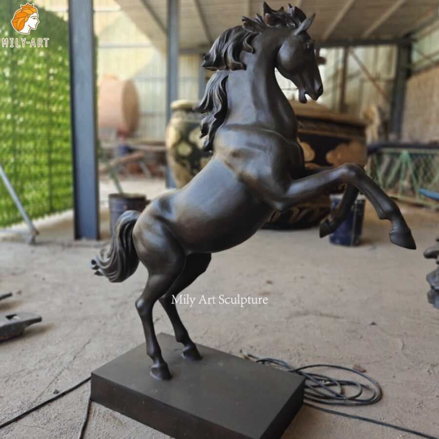 Casting Bronze Rearing Black Horse Statue MLBS-308 - Image 2