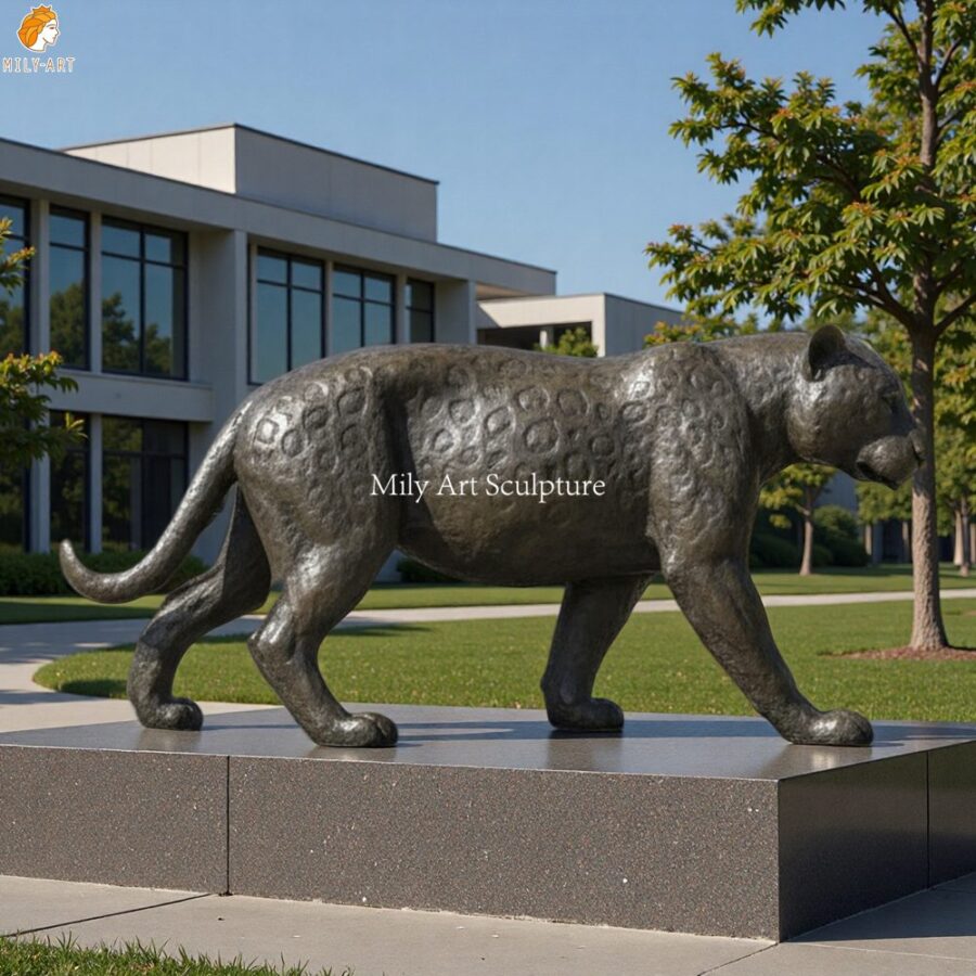 Custom Bronze Jaguar Statue for Campus Square Decor