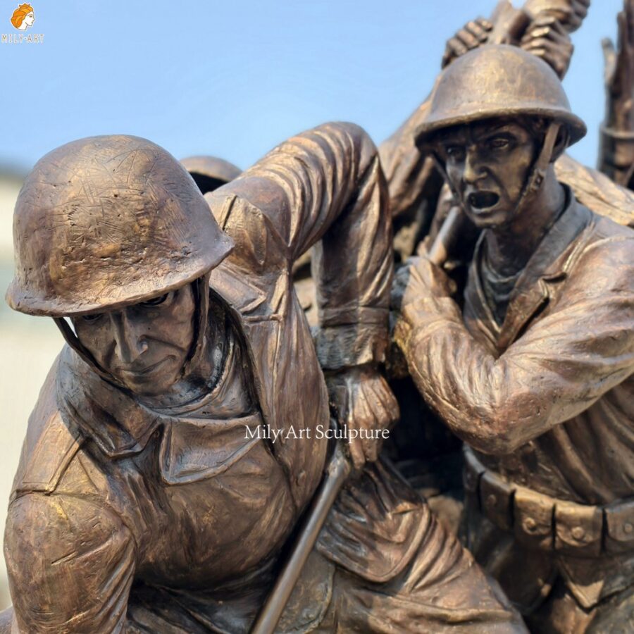 Custom Military Bronze WWII Soldier Statue Face Detail