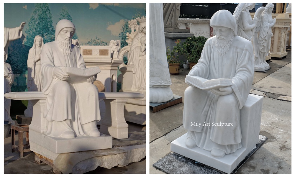 Custom Sitting Marble St Charbel Statues