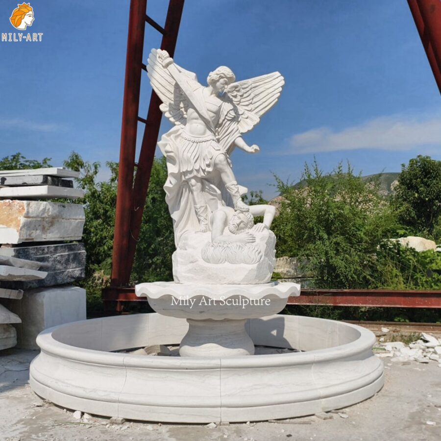Hand Carved Marble St Michael Fountain MLMS-392 - Image 2