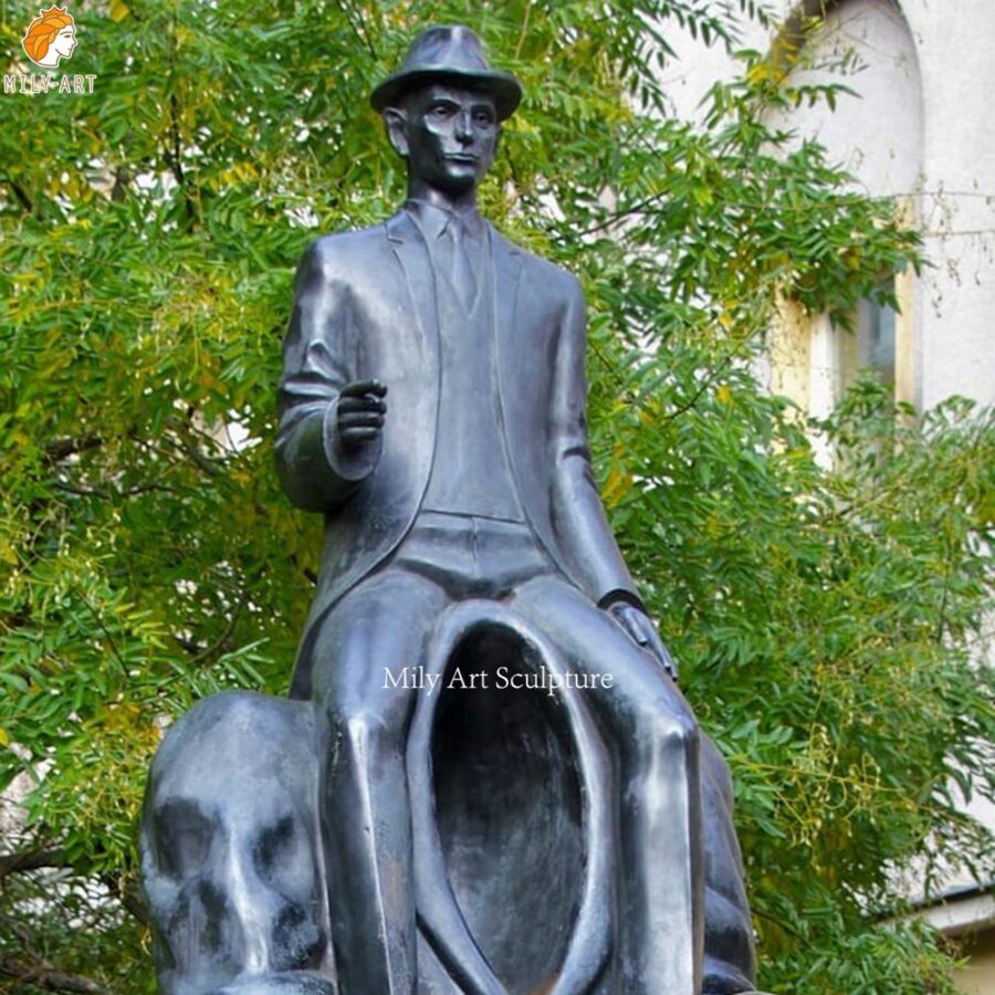Large Bronze Statue of Franz Kafka Replica Upper Body Detail
