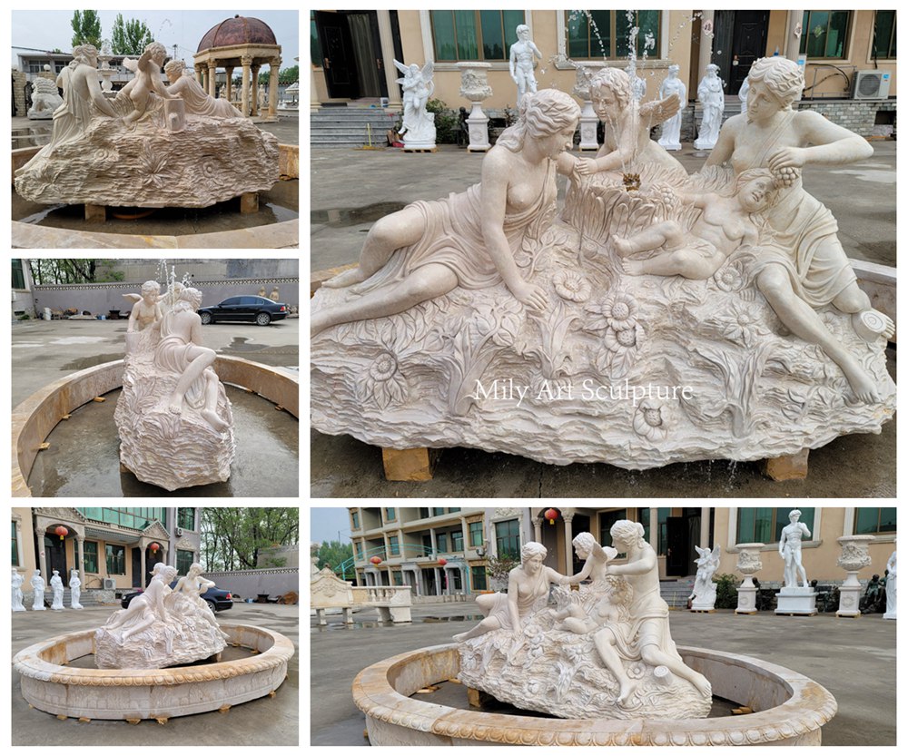 Large Garden Marble Figure Fountain Details