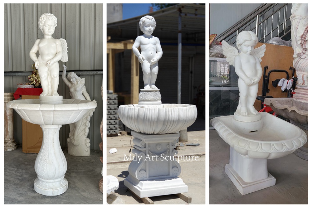 More Marble Cherub Peeing Fountains