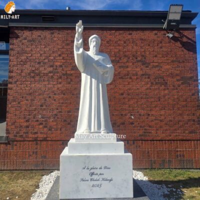 Natural Marble St Charbel Statue for Yard Decor