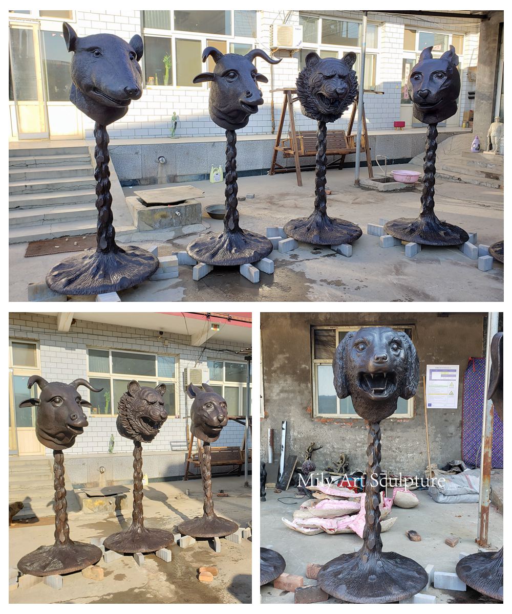 12 bronze chinese zodiac statues details