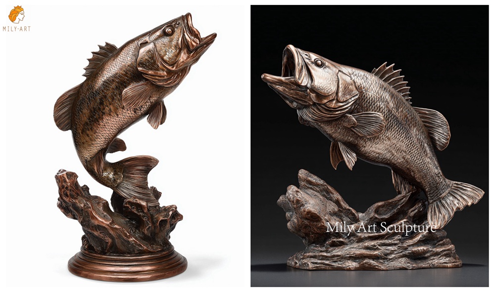 Bronze Largemouth Bass Statue Details