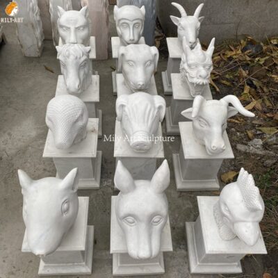 Carved Marble 12 Chinese Zodiac Statues