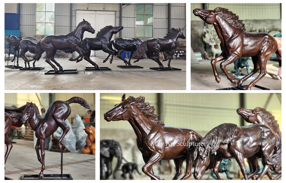 Custom Stampeding Horses Bronze Sculpture Details