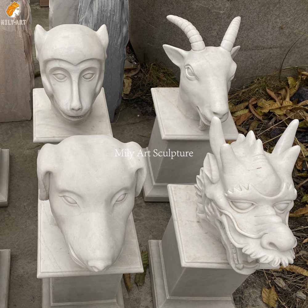 Carved Marble 12 Chinese Zodiac Statues MLMS-398 - Image 4