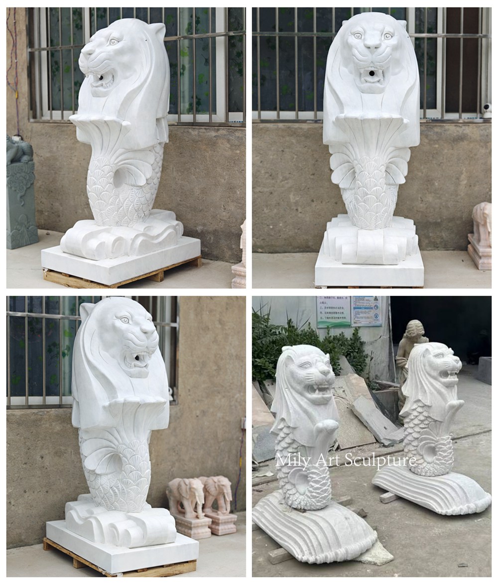 Marble Merlion Statues Details