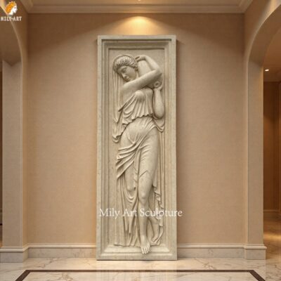 Marble Wall Relief Sculpture of a Classical Female Figure for Indoor Decor