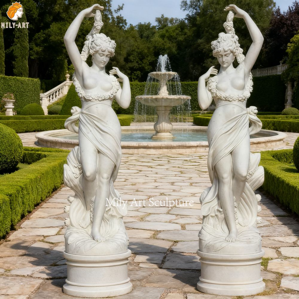 Life Size Nymph Statue in Statuary Natural Marble for Garden Decor