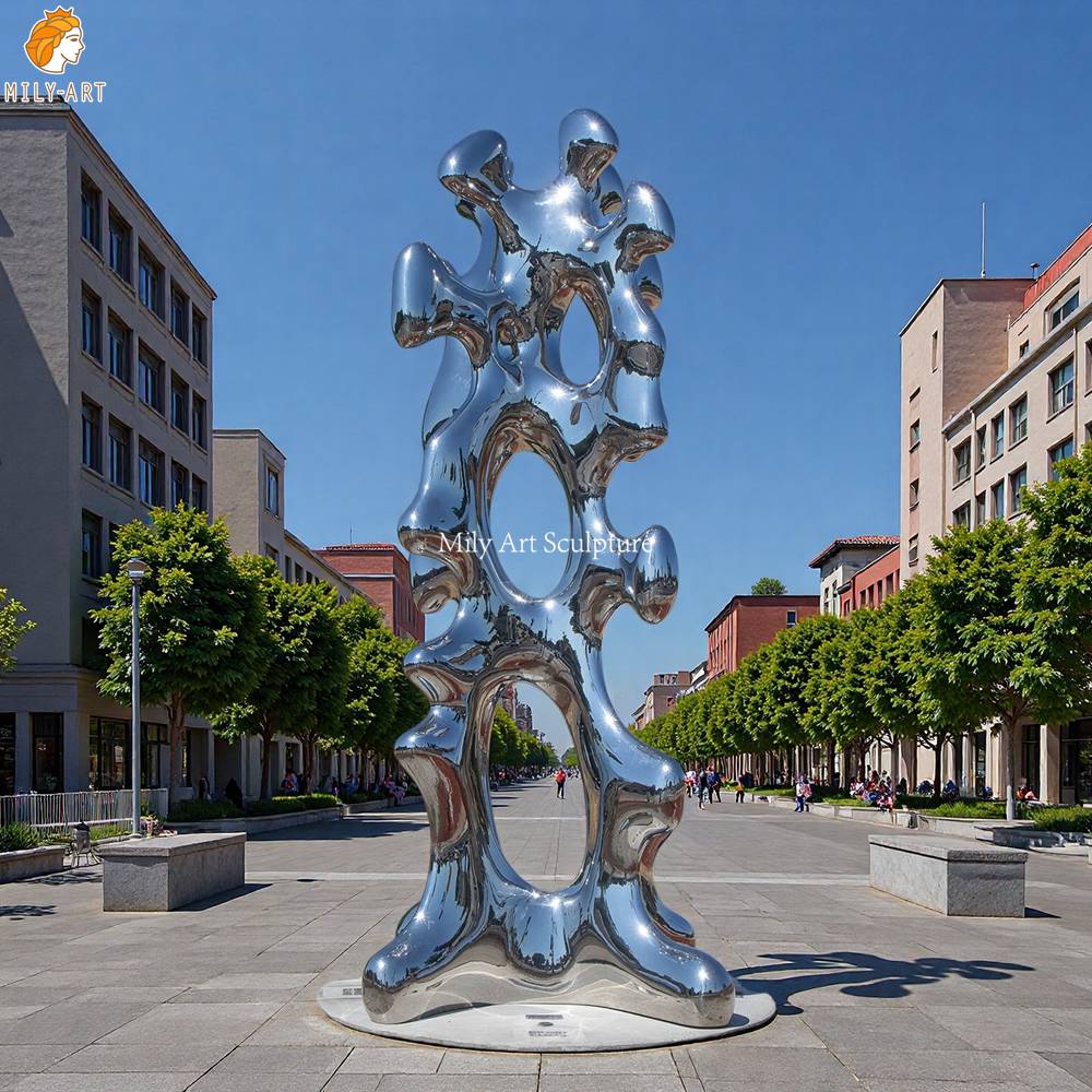 Large Stainless steel Talking Heads sculpture for Outdoor Square Decor