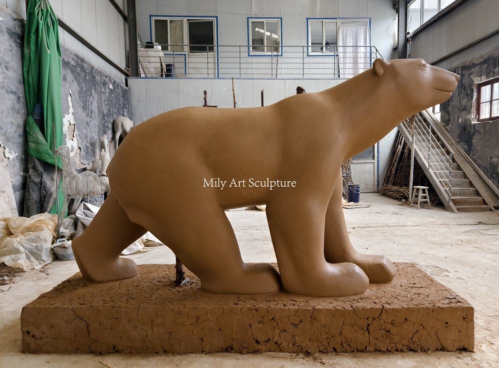 Large Bronze Polar Bear Statue Clay Model