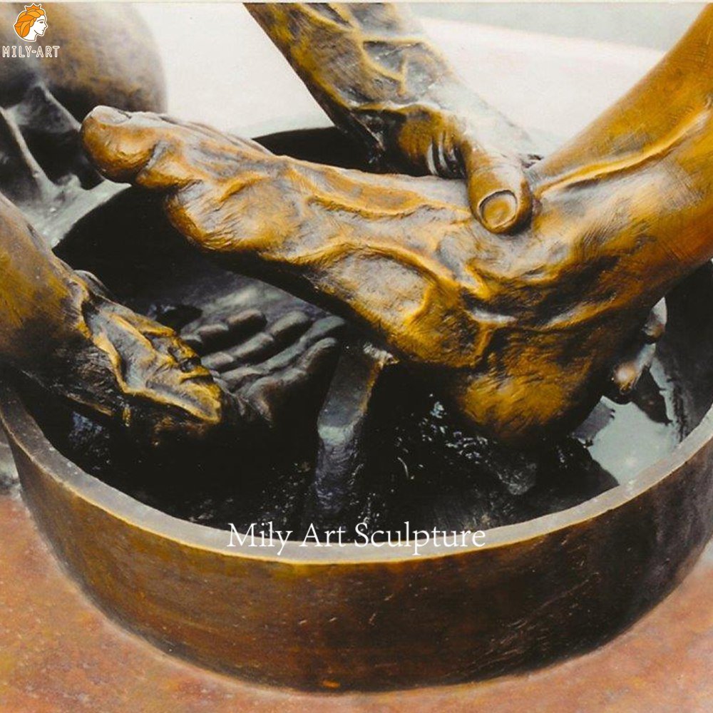 Life Size Bronze Divine Servant Statue Feet Detail