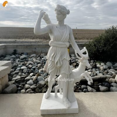 Marble Diana of Versailles Statue Roman Goddess of the Hunt for Outdoor Decor