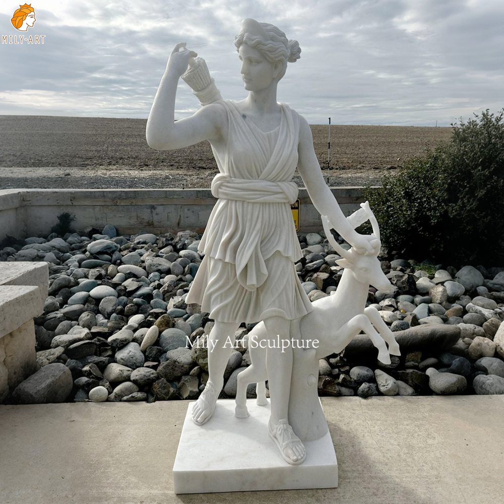 Marble Diana of Versailles Statue Roman Goddess of the Hunt for Outdoor Decor