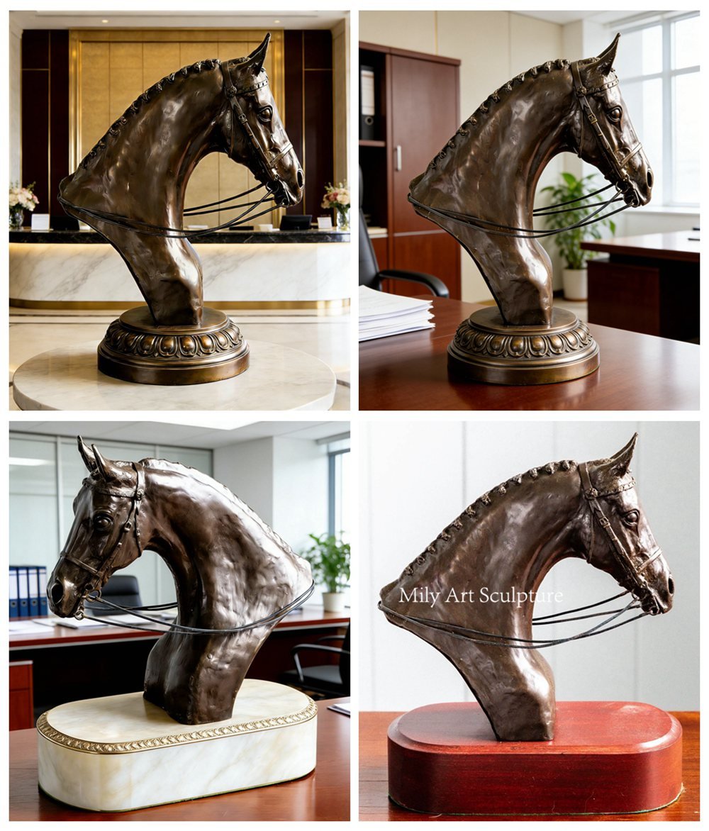 Mary Pinsent Bronze Thoroughbred Head Statue Details
