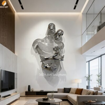 Mirror Polished Stainless Steel Wall Human Sculpture MLSS-203
