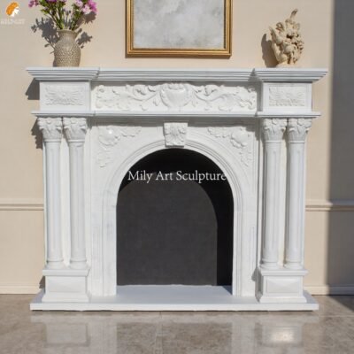 Stunning Arched Marble Fireplace with Columns MLMS-407