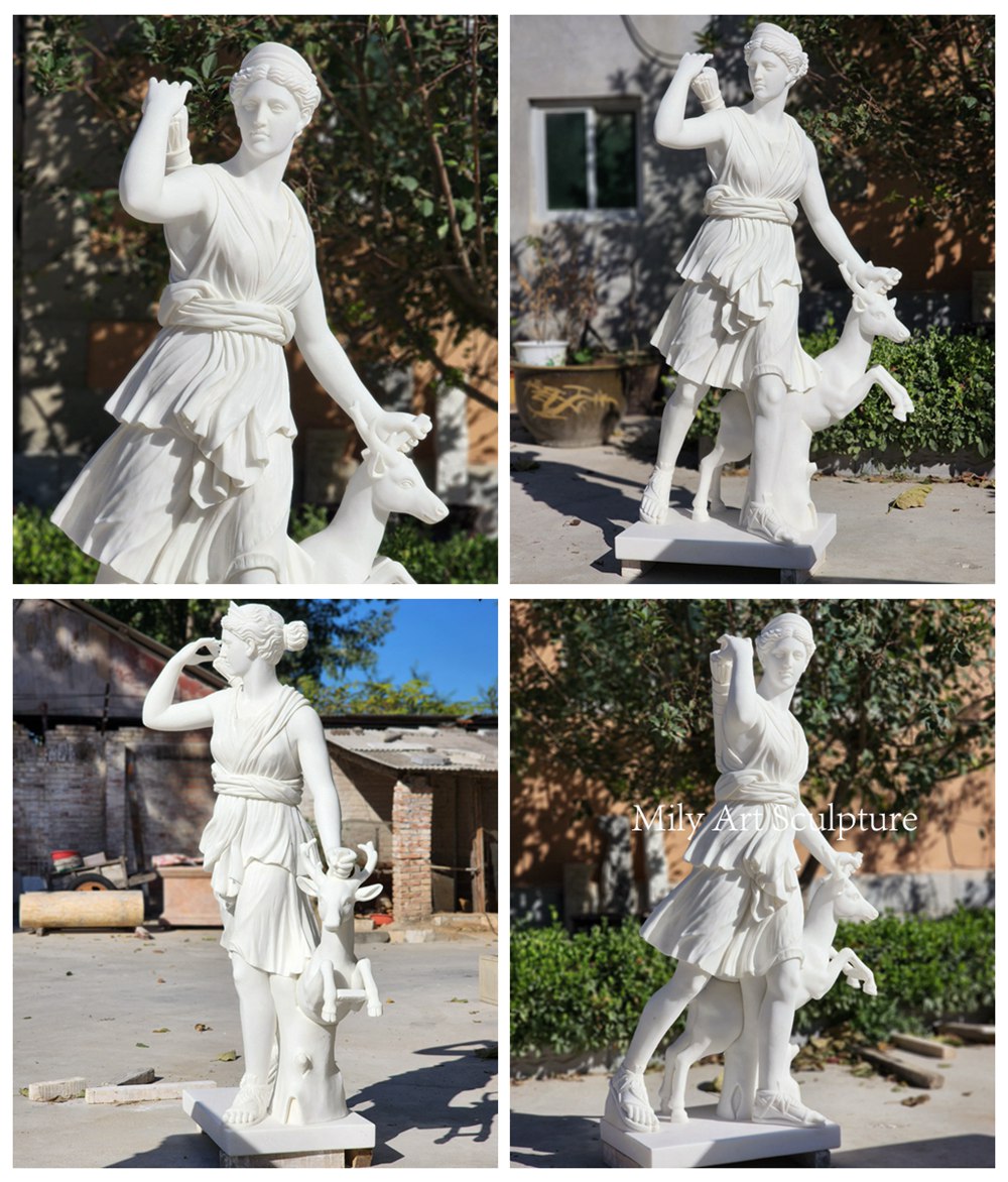 White Marble Diana of Versailles Statue Details