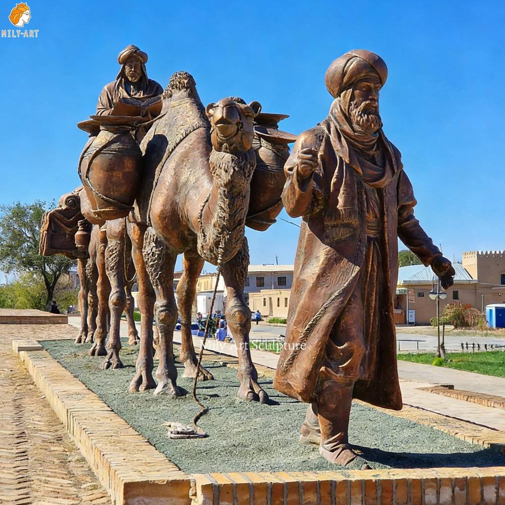 Custom Bronze Camel Caravan Statues