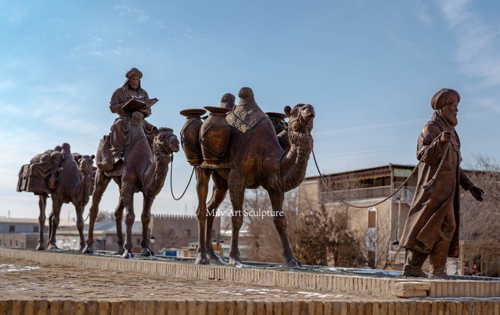 Custom Bronze Camel Caravan Statues