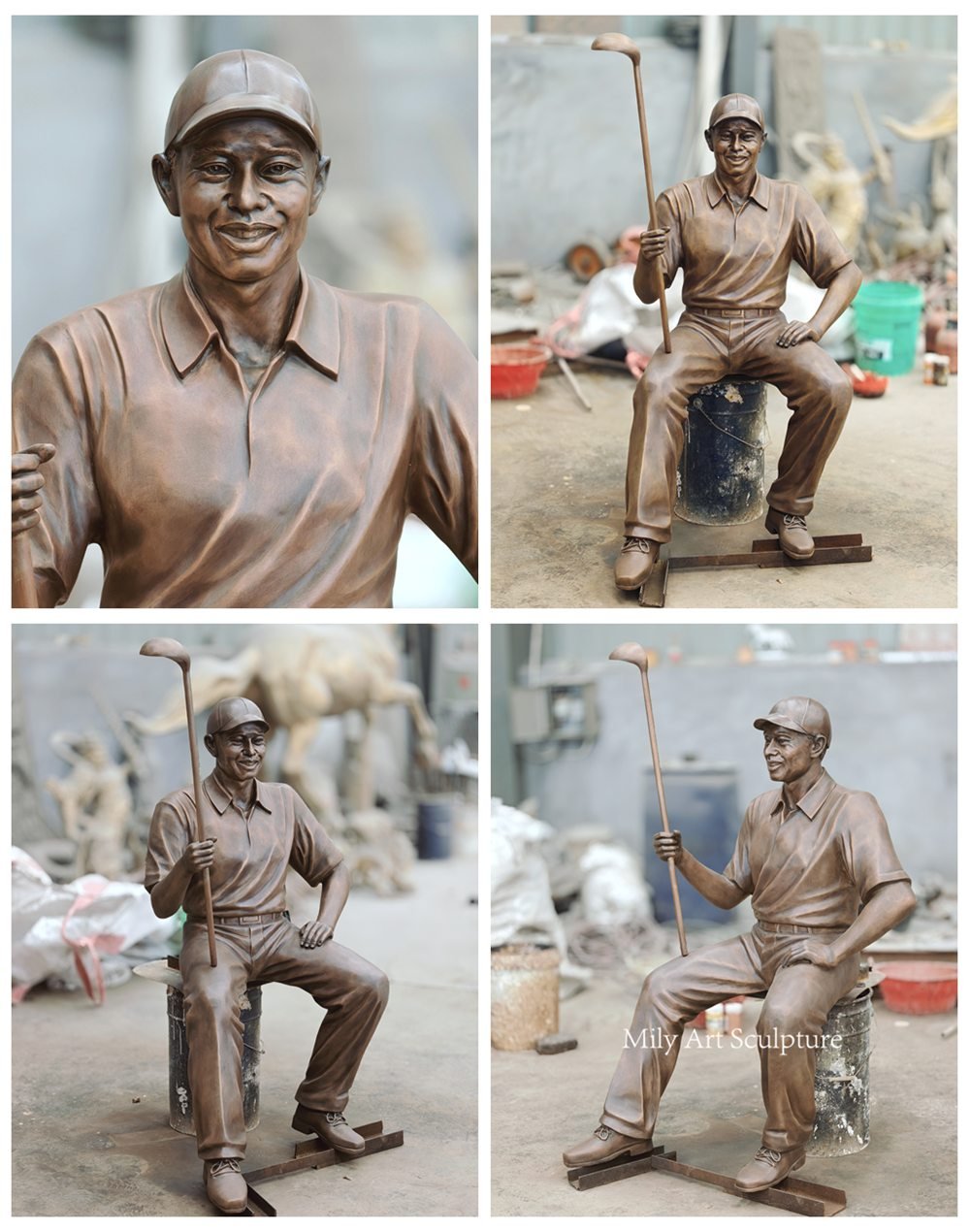 Custom Bronze Golf Player Statue Details