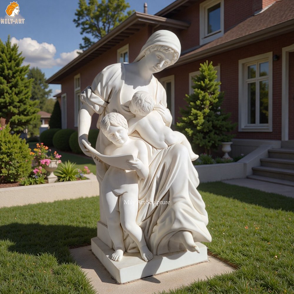 Custom Made Marble Sculpture Mother and Child for Garden