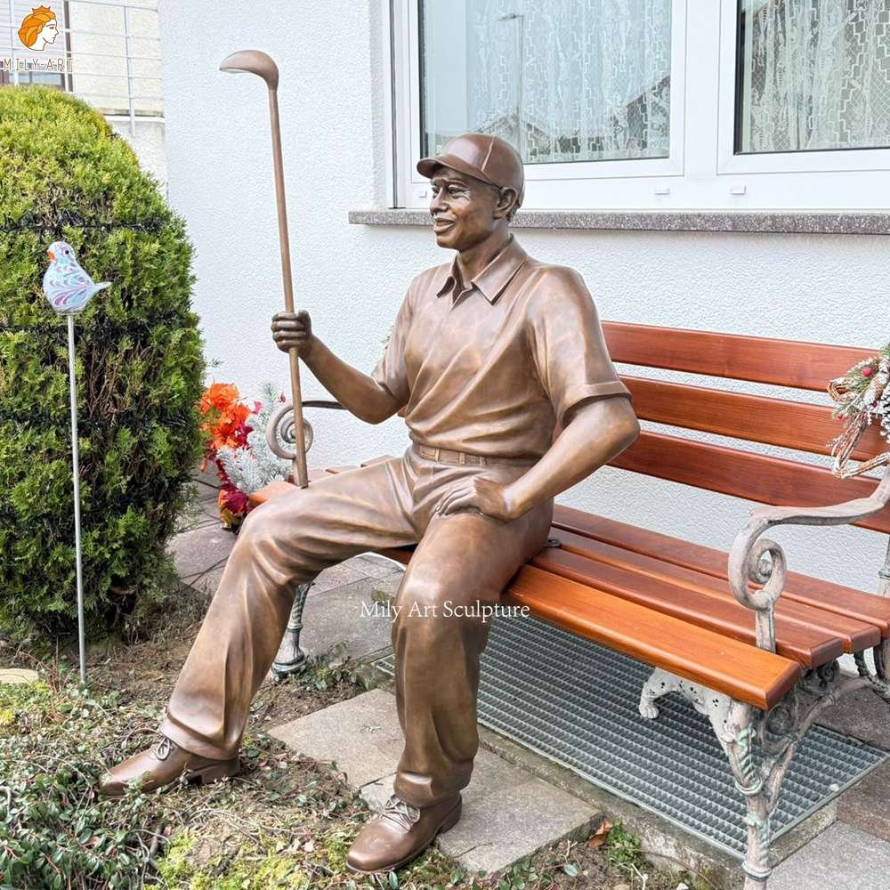 Custom Sitting Bronze Golf Player Statue