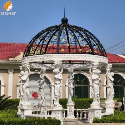 Garden Marble Gazebo with Lady Statues