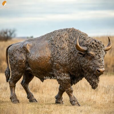 Large Buffalo Bronze Bison Sculpture for Outdoor Decor