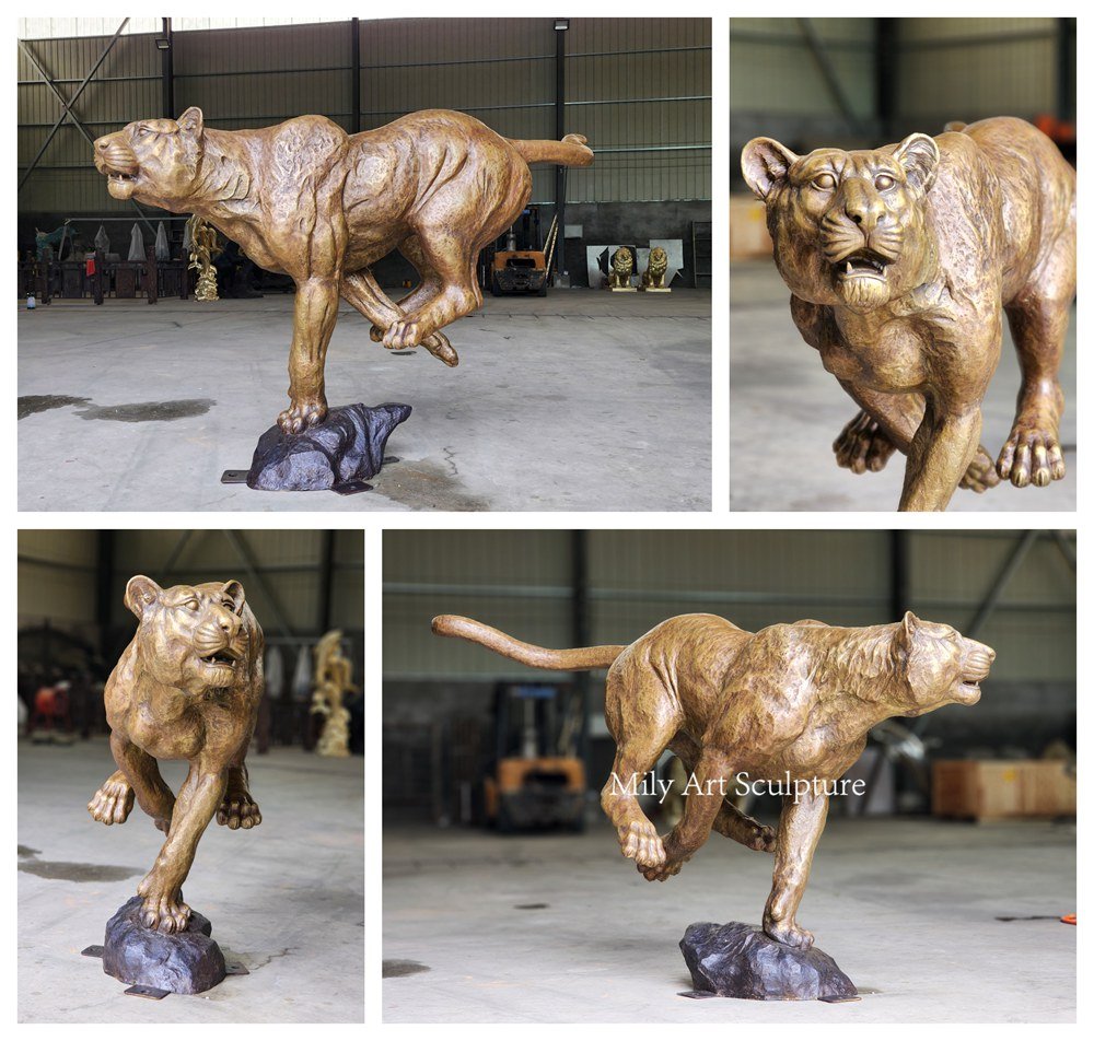 Life Size Bronze Mountain Lion Statue Puma Lion Details