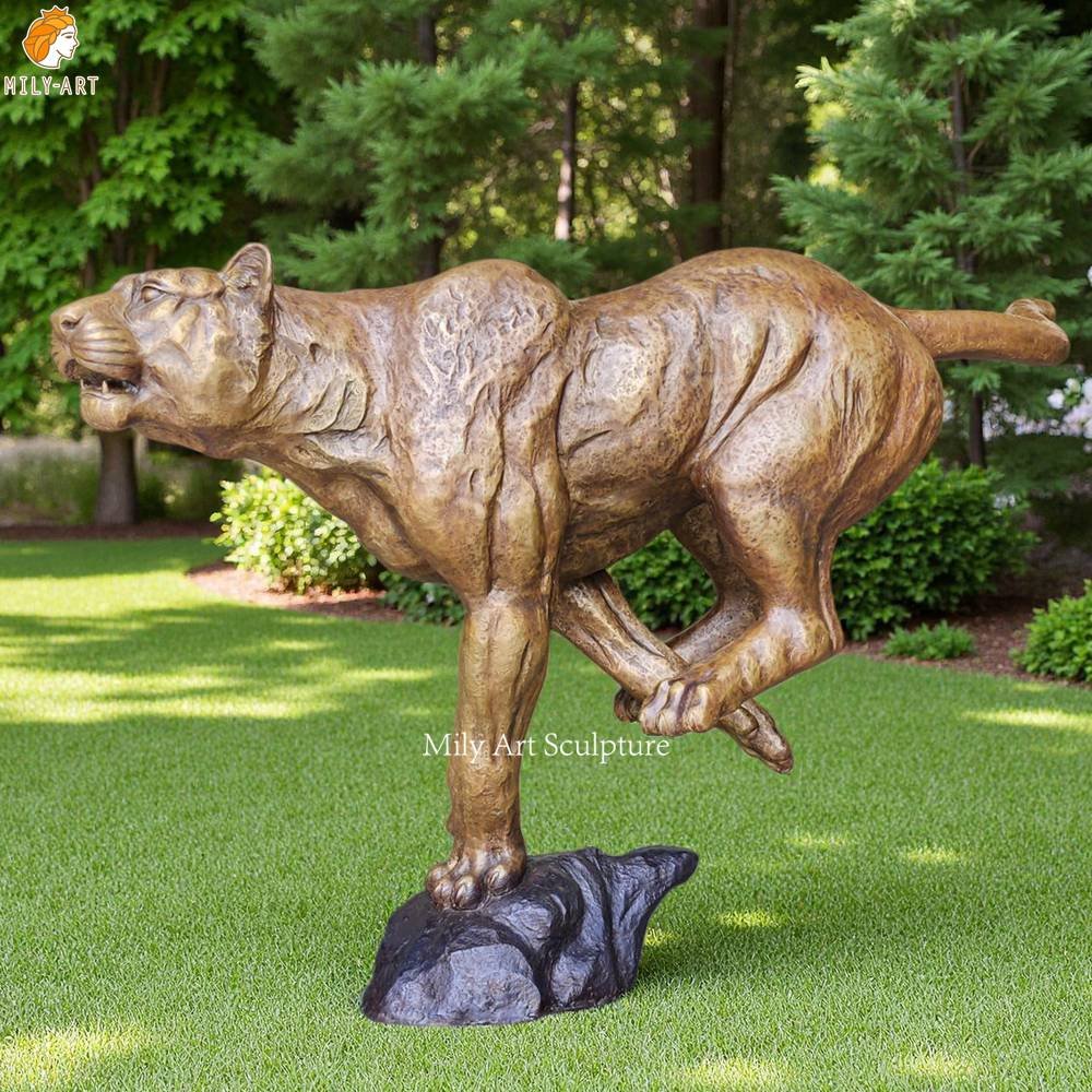 Life Size Bronze Mountain Lion Statue Puma Lion for Outdoor Decor