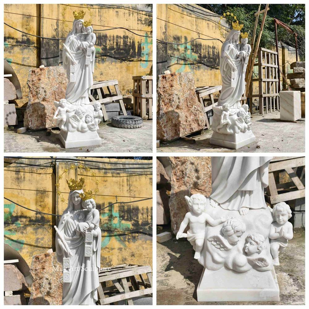 Our Lady of Mount Carmel Marble Statue Details
