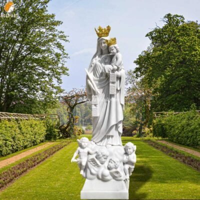 Our Lady of Mount Carmel Marble Statue for Outdoors