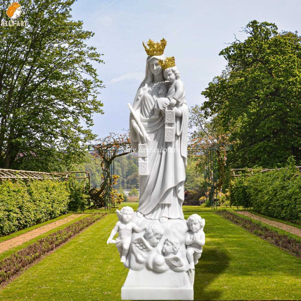 Our Lady of Mount Carmel Marble Statue for Outdoors