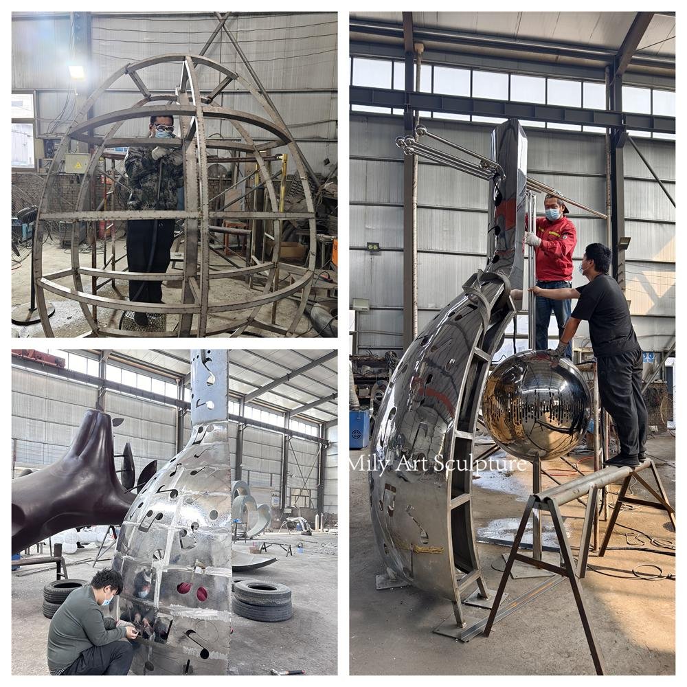 Public Stainless Steel Music Sculpture Making Process