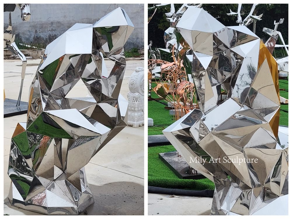 Stainless Steel The Thinker Geometric Sculpture Details