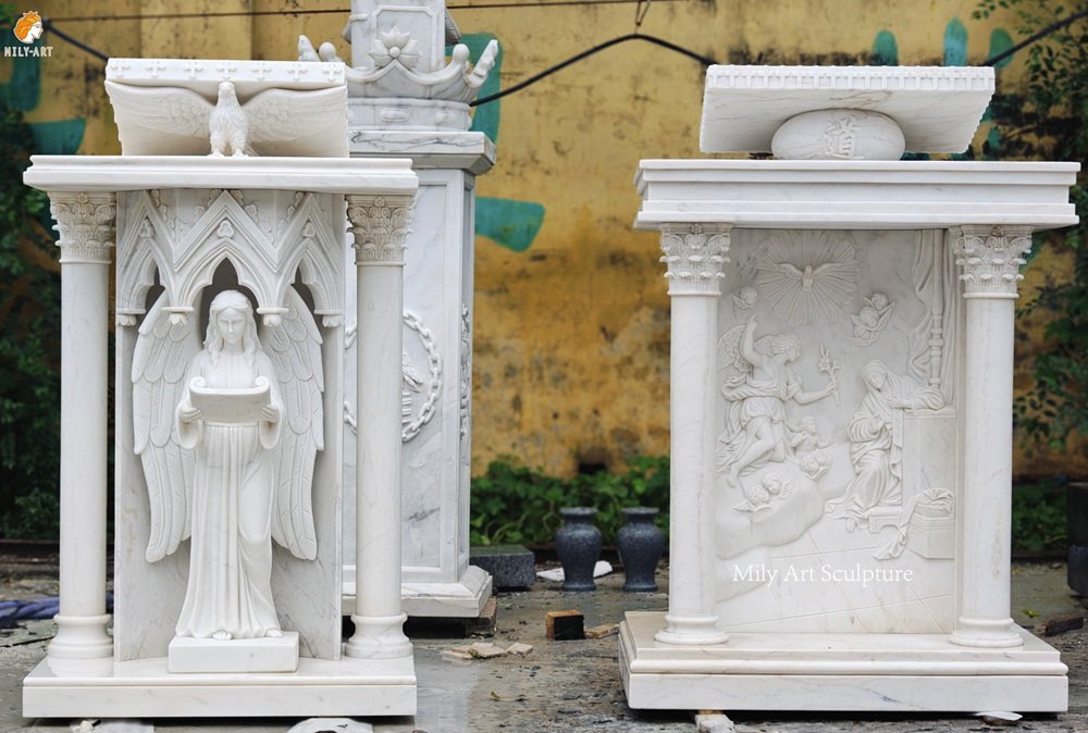 Custom Marble Church Pulpits with Angel Statue