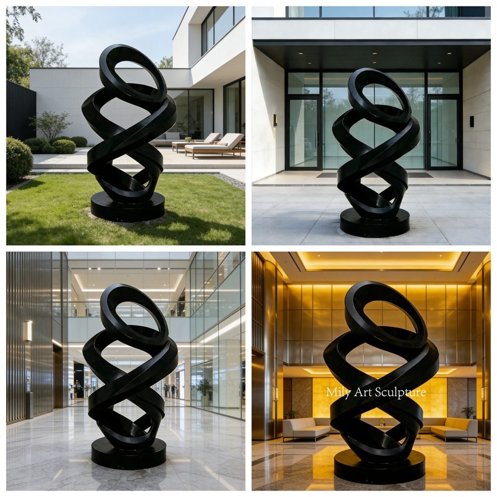 Custom Modern Abstract Black Sculpture Applications