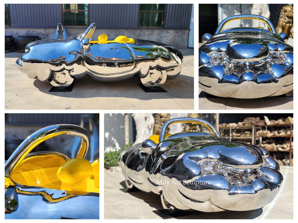Giant 'Fat Convertible' Metal Car Sculpture Details